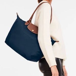 Longchamp Tote, Black recycled polyamide canvas, Large